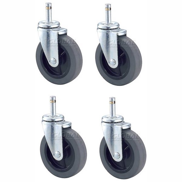 Nexel 4 Swivel Stem Rubber Casters, 500 lb Capacity, 4PK 184233